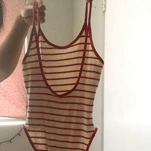 Red and White striped Bodysuit